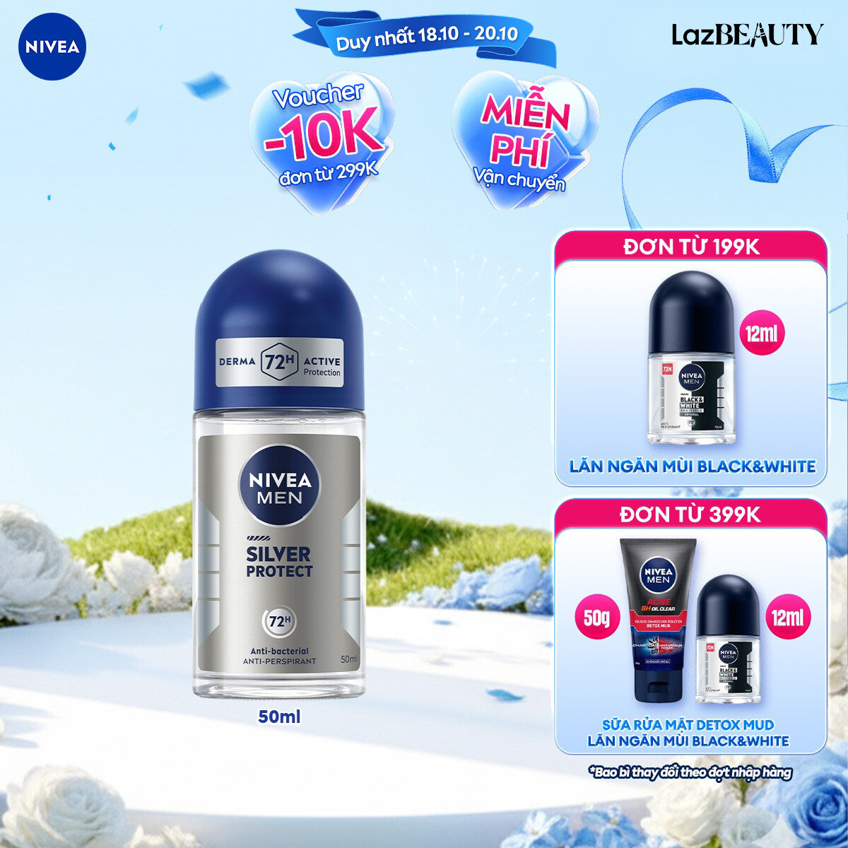 Lăn Ngăn Mùi NIVEA MEN Phân Tử Bạc (50 ml) - 83778