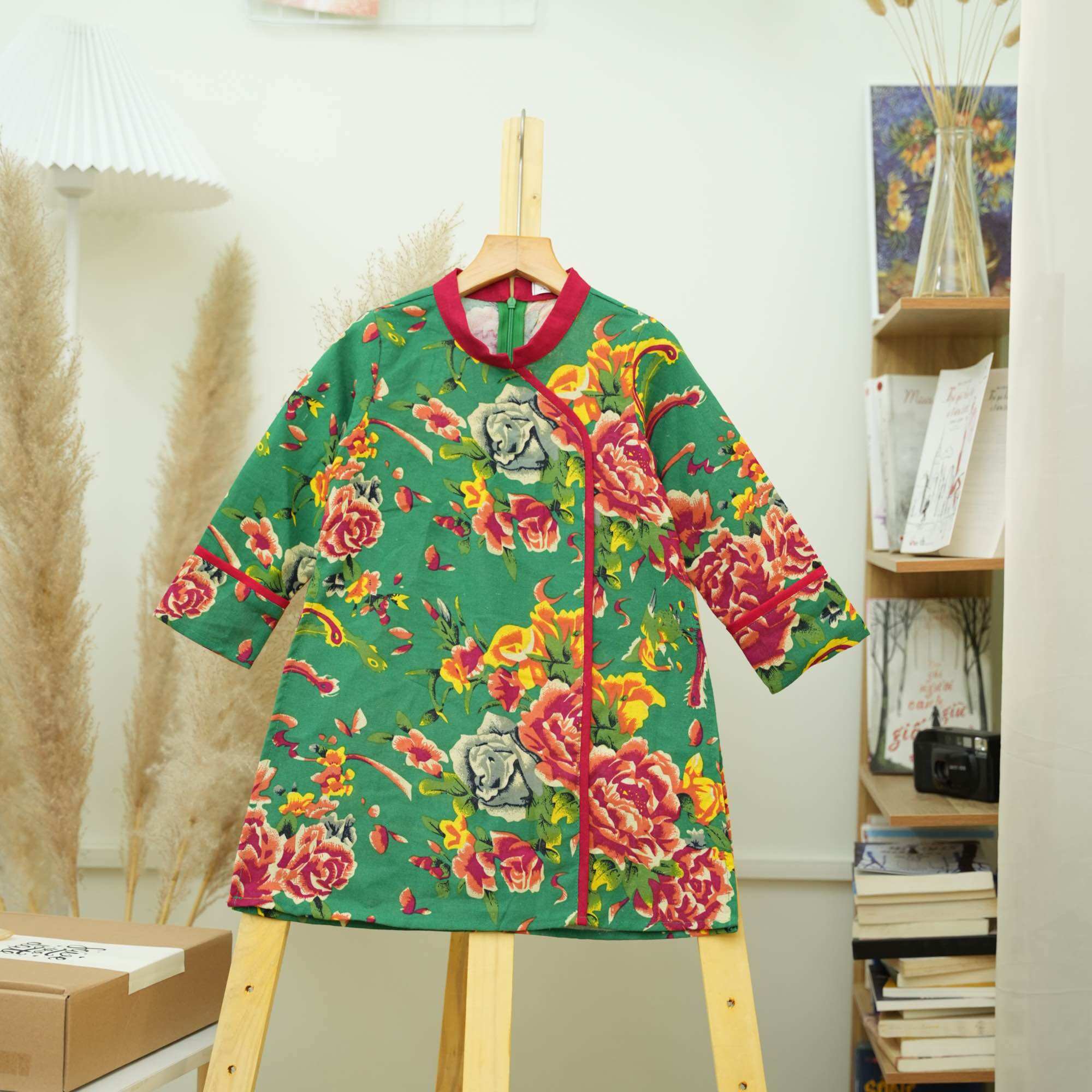Áo dài chăn công cho bé Gái - Bé Trai, Chất Vải Linen tự nhiên mềm mại