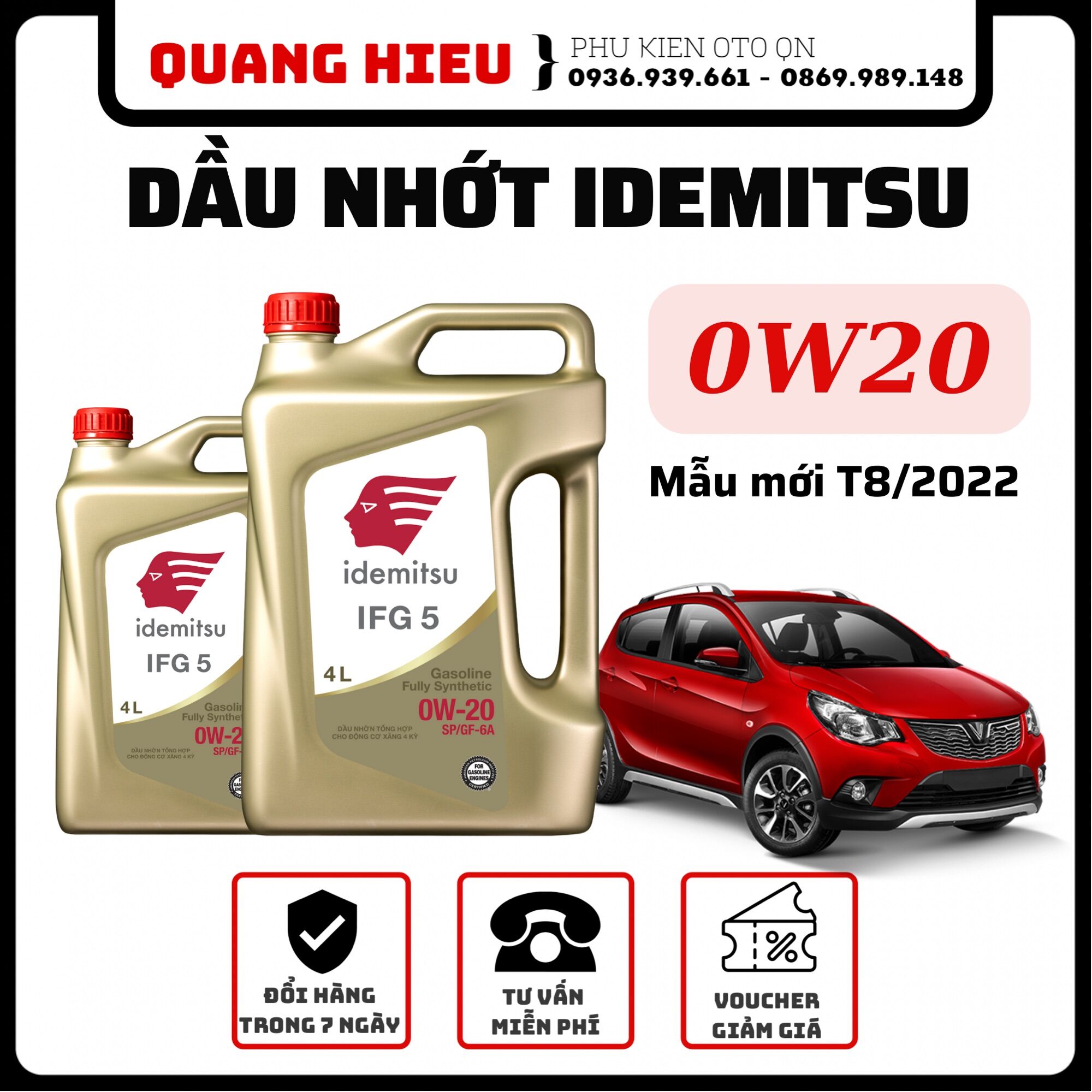 Dầu động cơ xăng IDEMITSU 0W20 SN/GF-5 Tổng hợp toàn phần (date 2021)