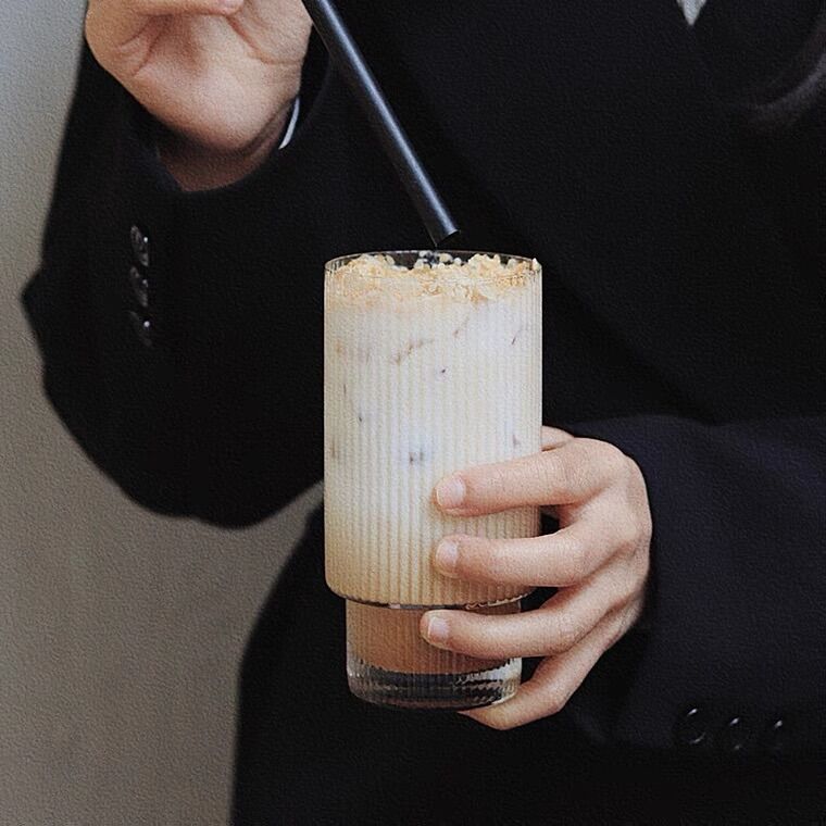 Ly Thuỷ Tinh Cafe Vân Sọc 2 Tầng Phong Cách Hàn Quốc - 3 Size