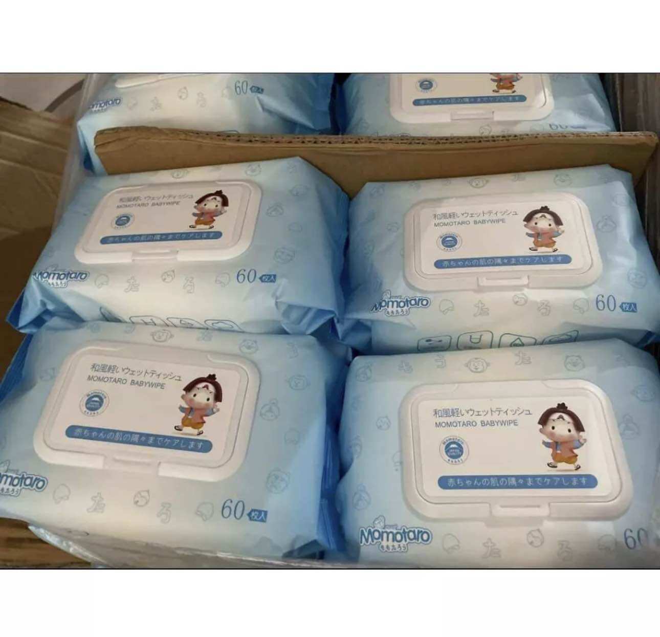 Khăn ướt/Giấy ướt không mùi MOMOTARO (1 bịch /60tờ rút)