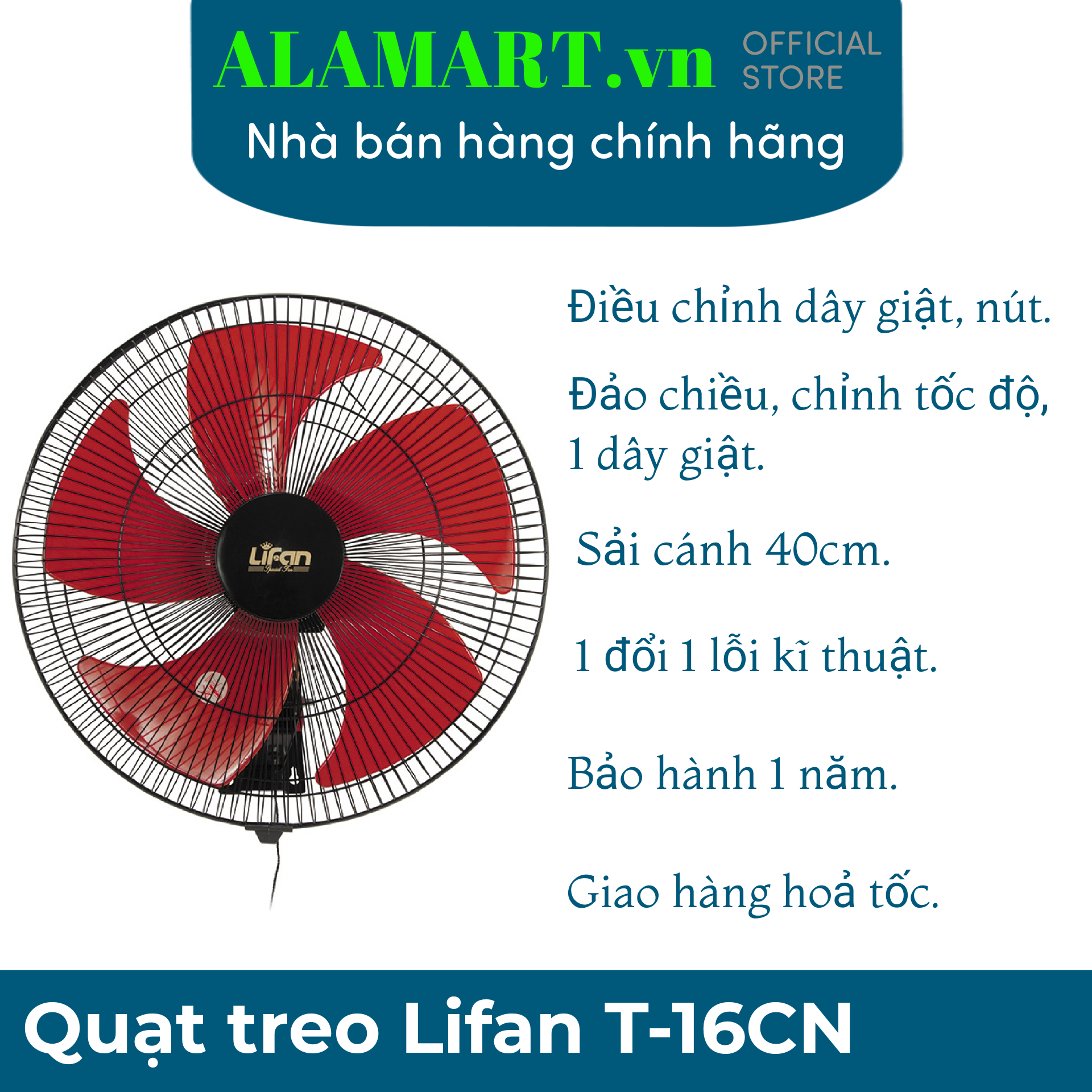 Quạt treo tường lifan t-16cn