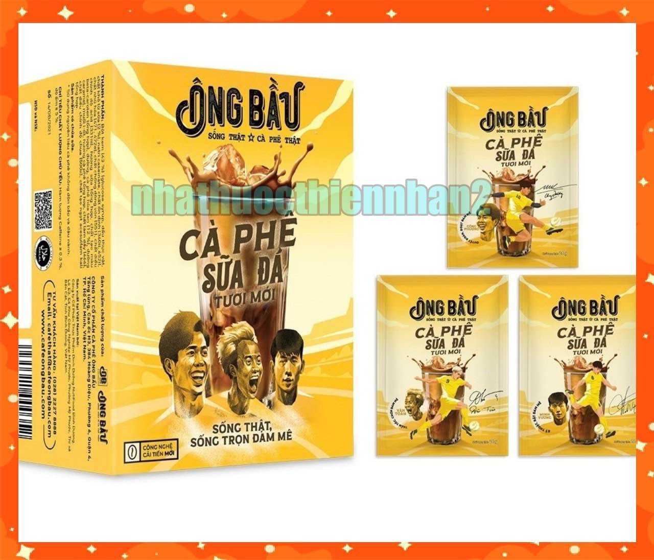 cà phê cafe sữa đá Ông Bầu (hộp 10 gói x24gram)