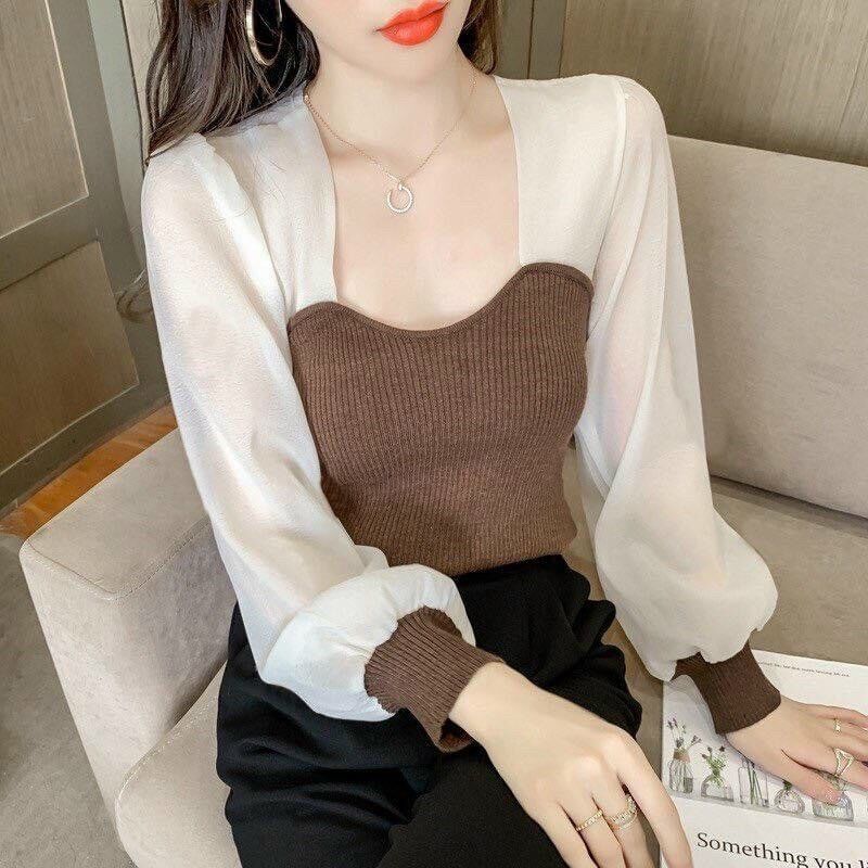 [HCM] ÁO KIỂU ÁO THUN GÂN PHỐI VOAN FROM DƯỚI 47KG