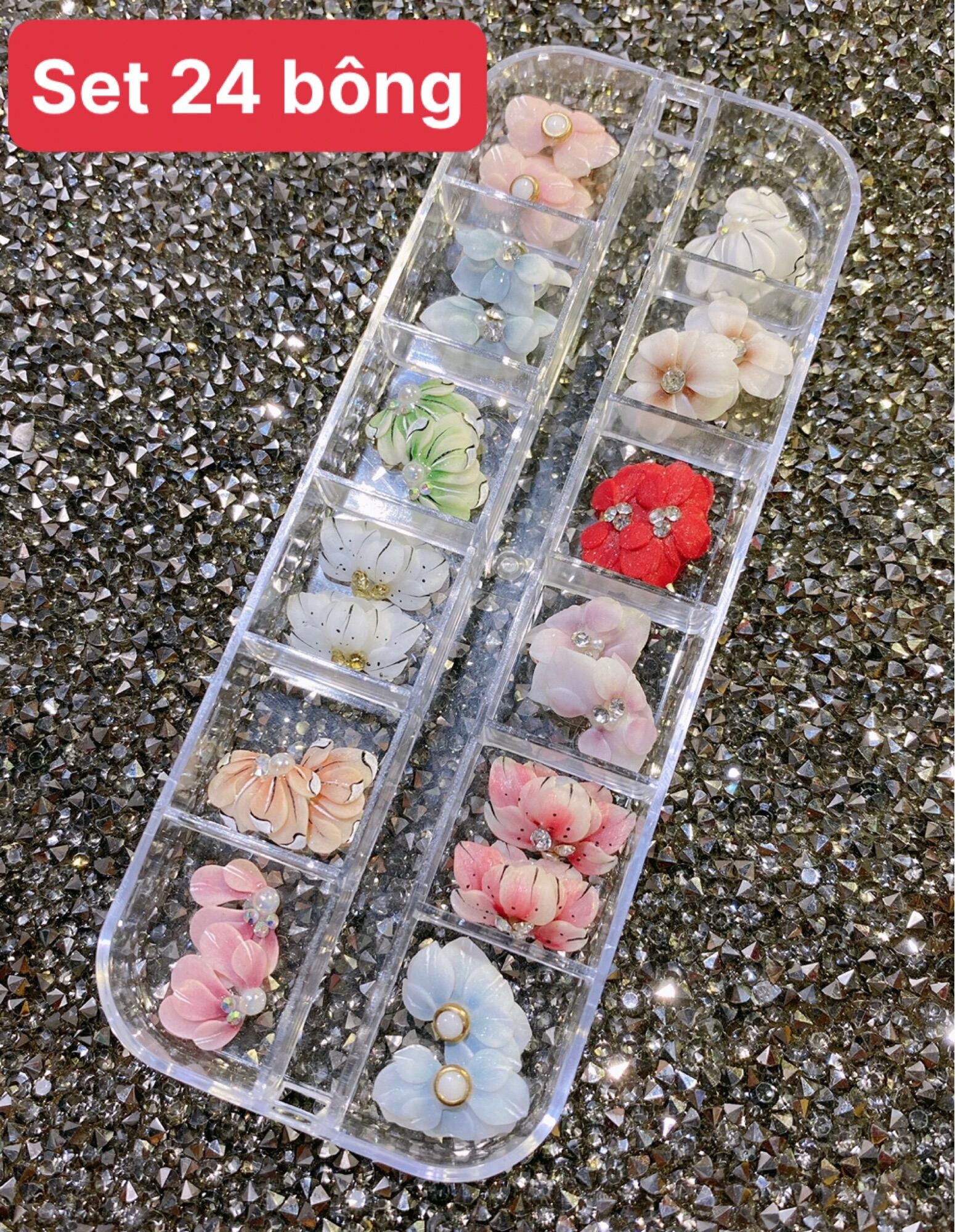 Set hoa bột 24 bông cánh lì