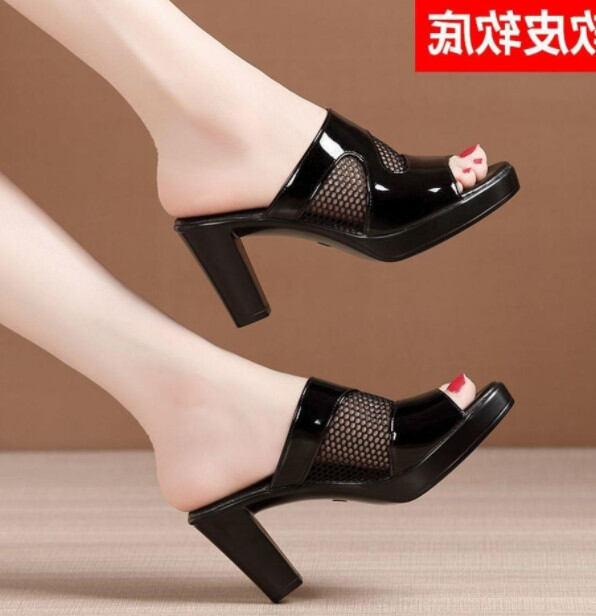 Dép cao gót phối lưới 7f cgl1