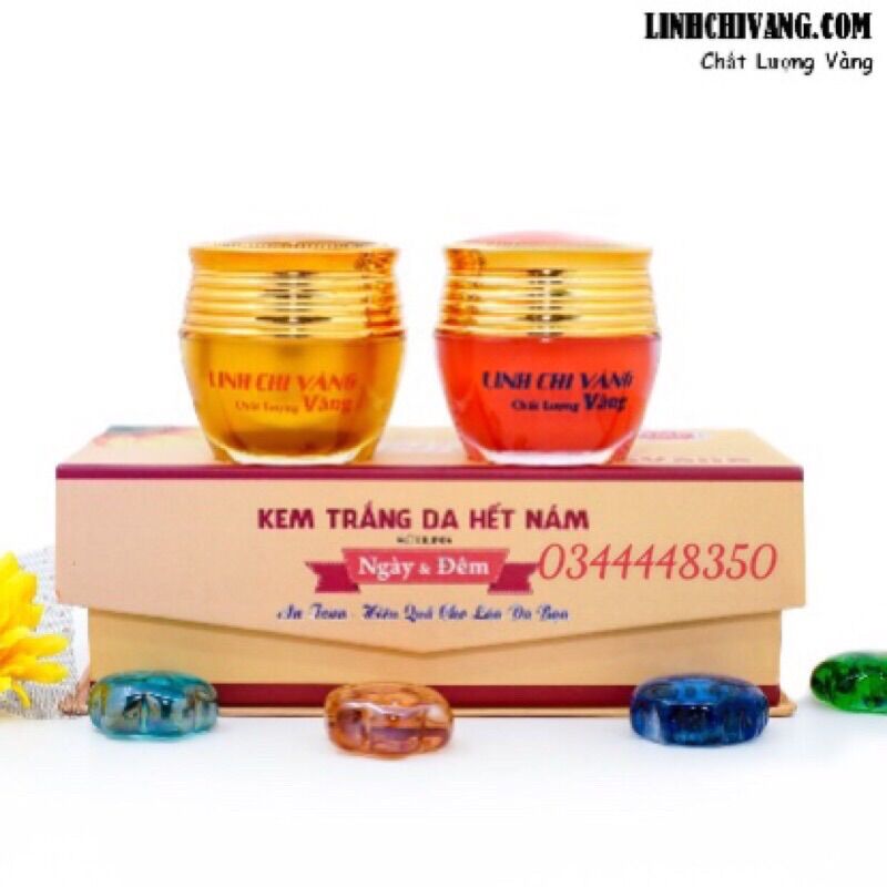 Bộ kem trắng da sạch nám ngày và đêm Linh Chi Vàng VIP