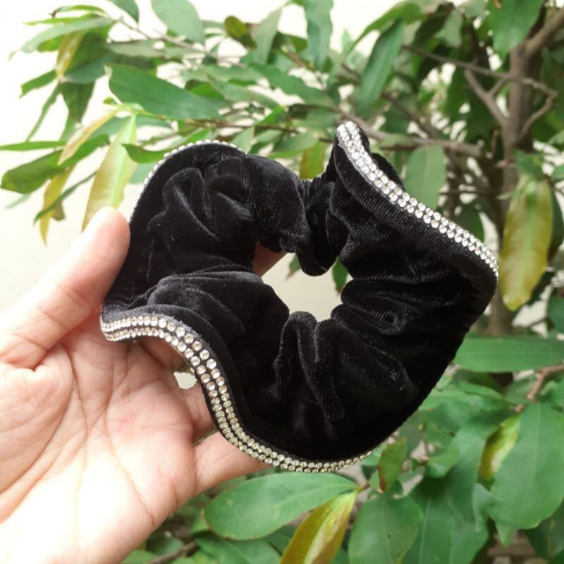 Cột tóc nhung đính xoàn 2 hàng