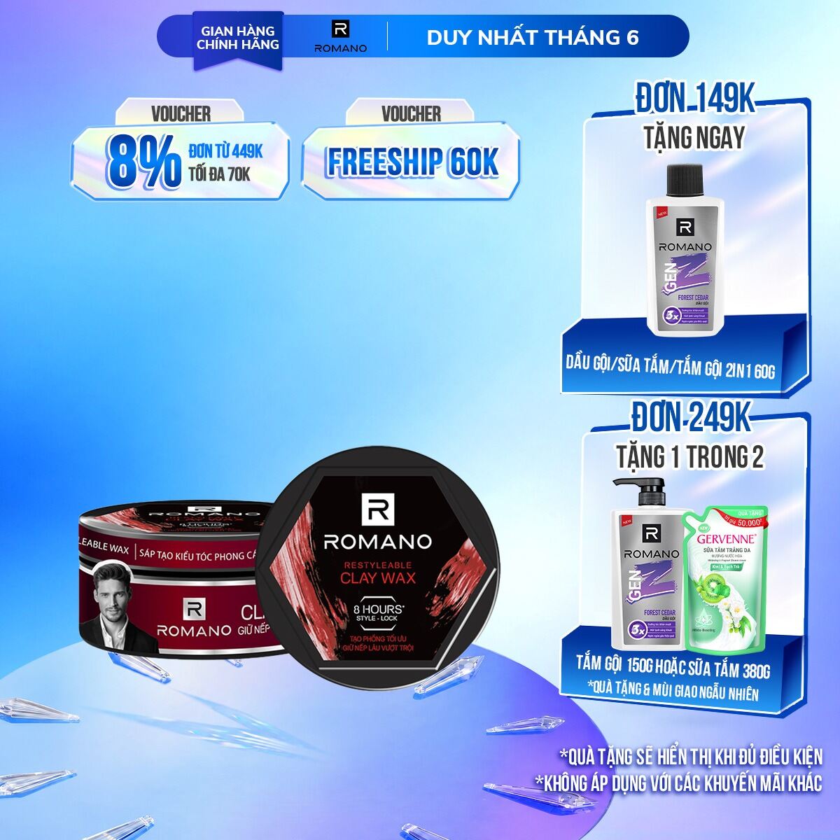 Sáp tạo kiểu tóc Romano Restyleable Shiny 68g