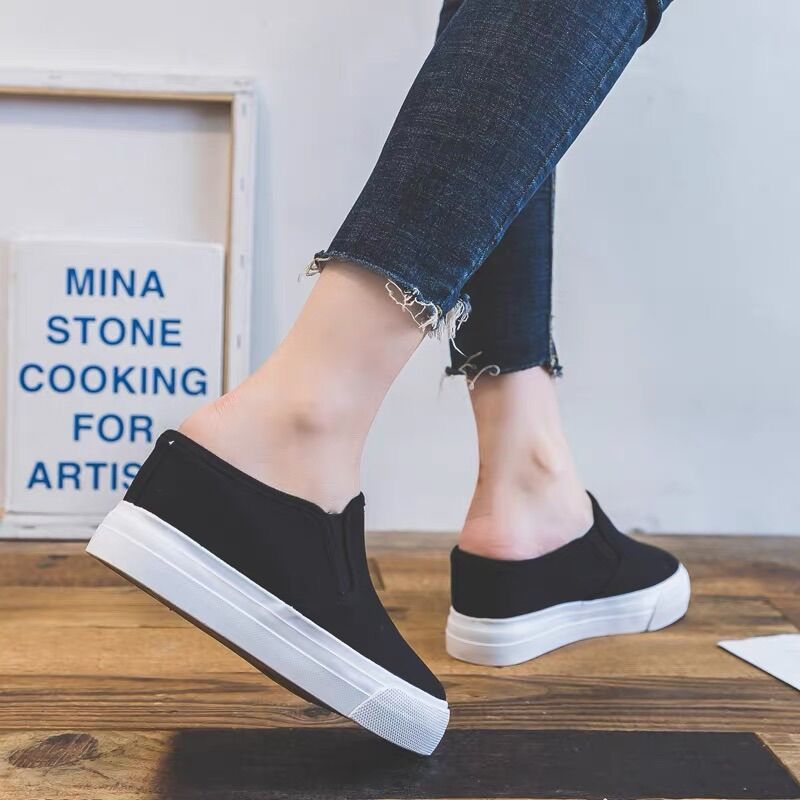 Giầy sục trơn độn đế cao 7cm kiểu dáng basic