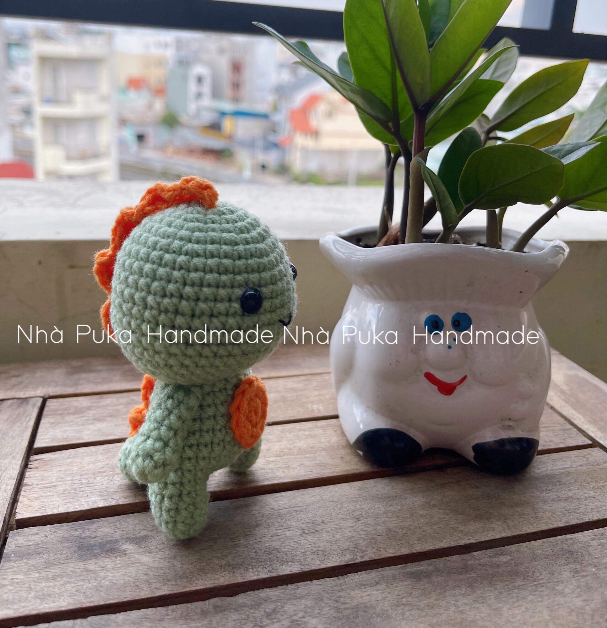 Móc khoá len khủng long nhiều màu có sẵn
