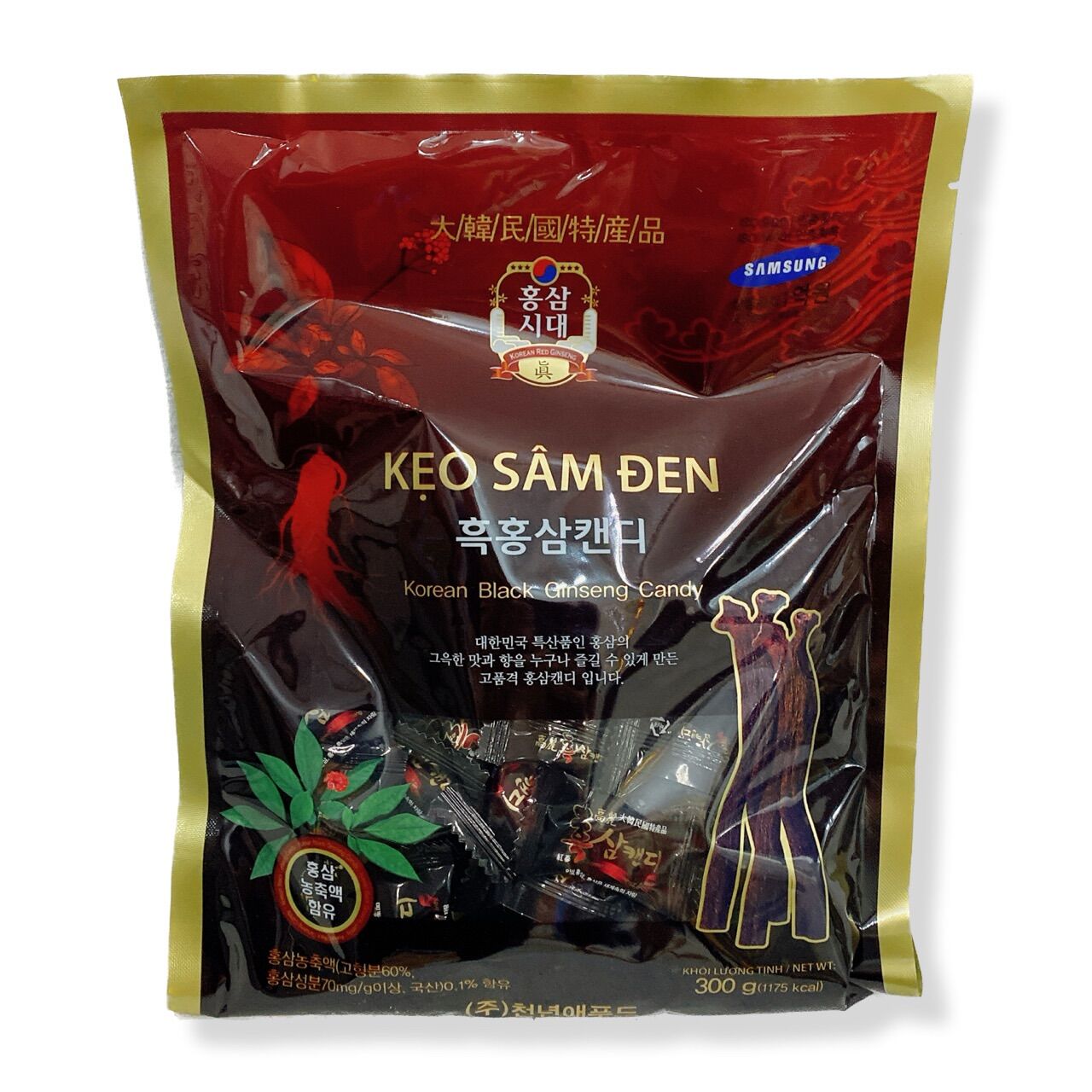 [TĂNG CƯỜNG THỂ LỰC HIỆU QUẢ] Bịch 300g kẹo sâm đen Hàn Quốc - Date mới 12 tháng.