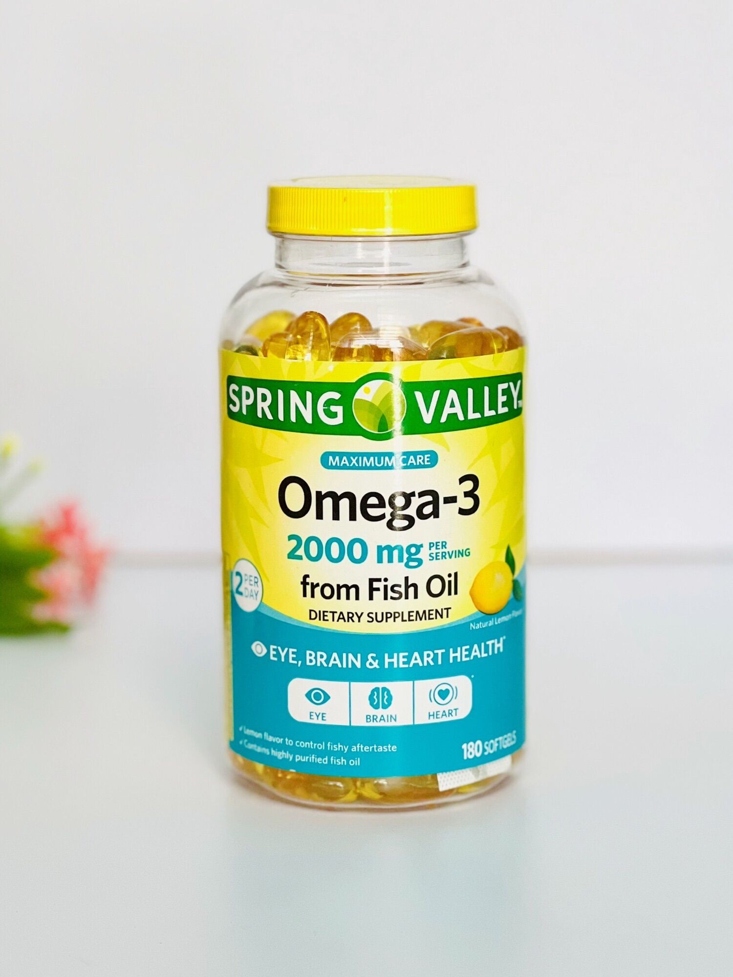 180 Viên Dầu Cá Hương Chanh Spring Valley 2000mg