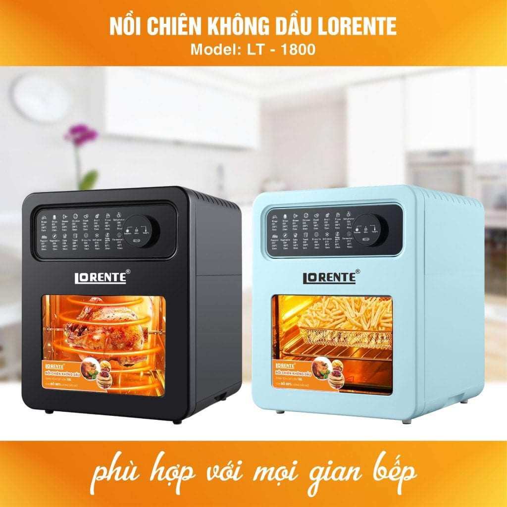Nồi chiên không dầu LORENTE 18L lòng inox sáng bóng dễ vệ sinh siêu to khổng lồ