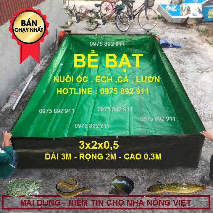 Bể bạt nuôi ốc , ếch cá 3x2x05