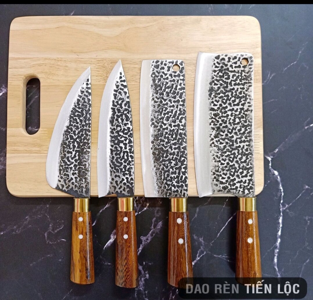 BÁO GIÁ Bộ Dao Làm Bếp Tốt | Shopee Lazada Sendo Tiki mới nhất 48 bộ 4 món cán gỗ mun làm từ nhíp xe chuẩn tốt