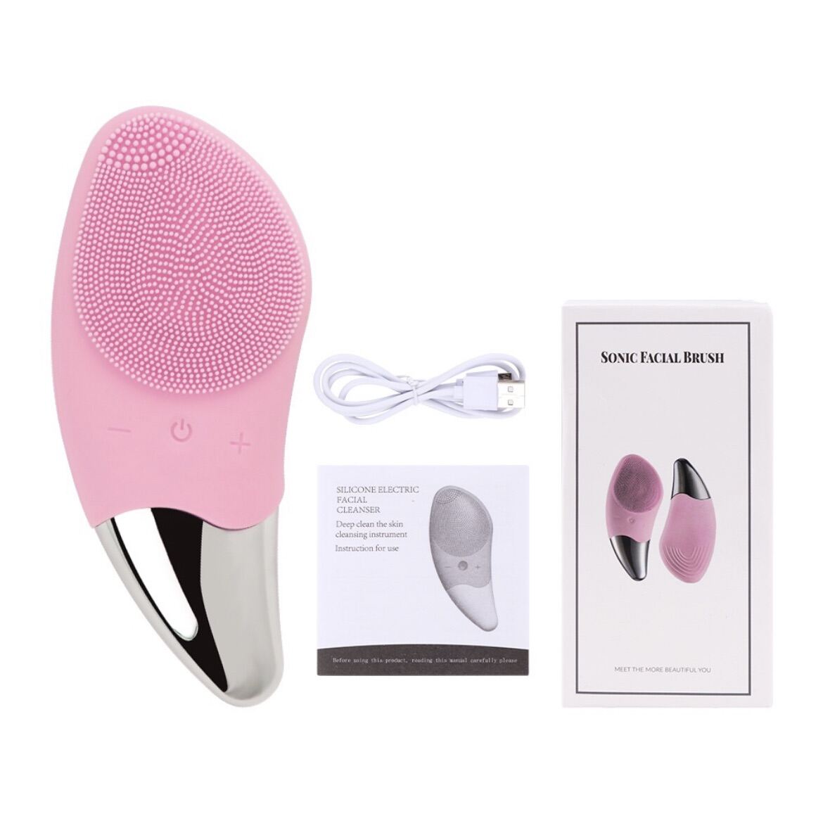 Máy Rửa Mặt SONIC FACIAL BRUSH- 3IN1- SONIC CLEANSER Máy massage rửa mặt làm sạch lỗ trân lông hiểu quả Làm sạch da chuyên sâu (spa) Trẻ hóa làn da, Massage chống lão hóa (phần tay cầm) Giúp săn chắc & nâng cơ mặt