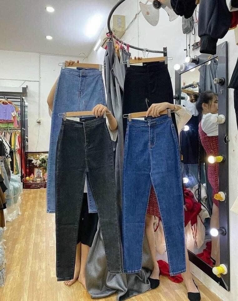 quần jean nữ 2 nút ( 1 nút ) cạp cao co dãn