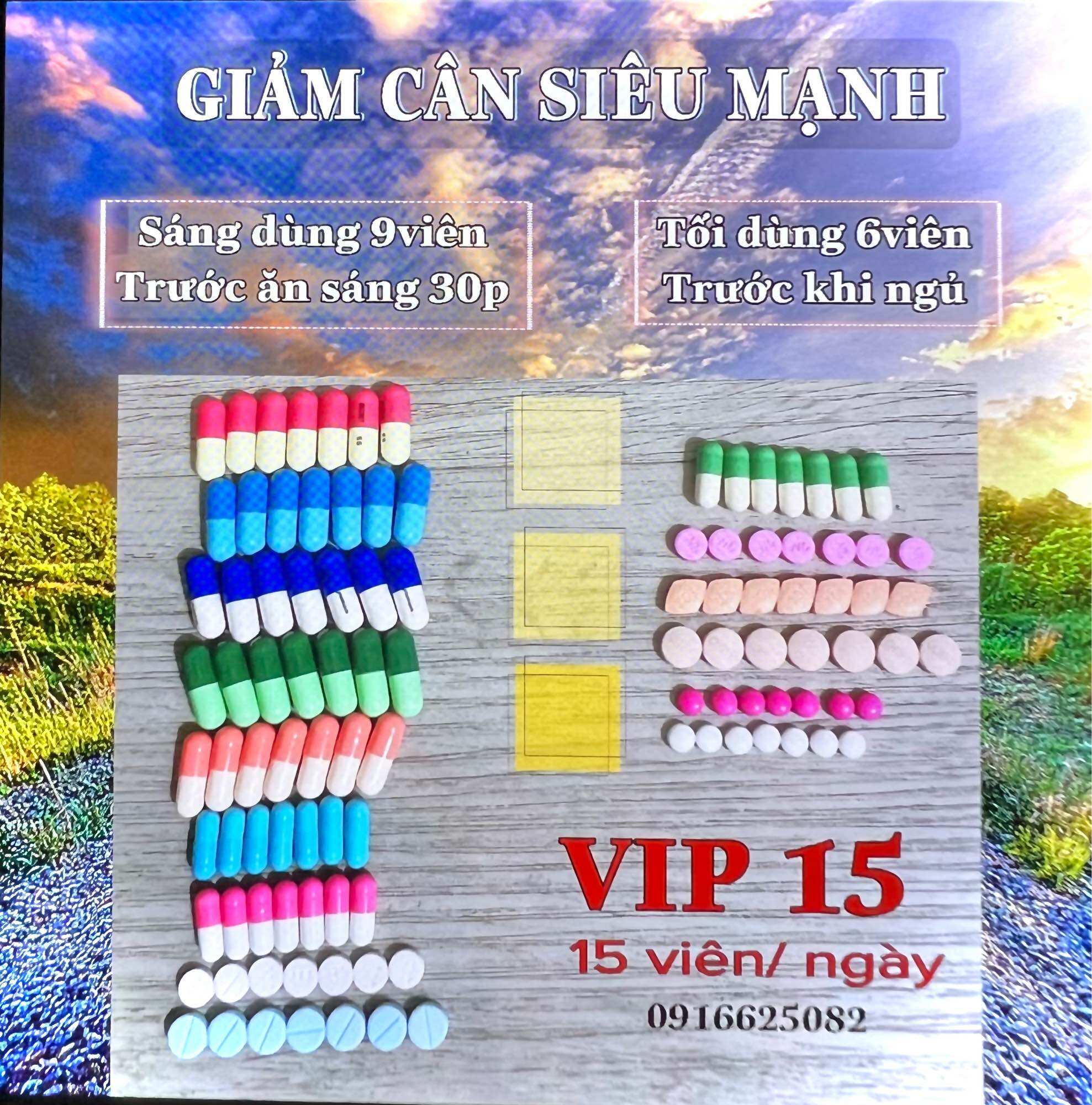 Giảm Cân Cấp Tốc VIP 15 PP Plus bản mạnh dành cho cơ địa chai lỳ/ 15viên/ngày