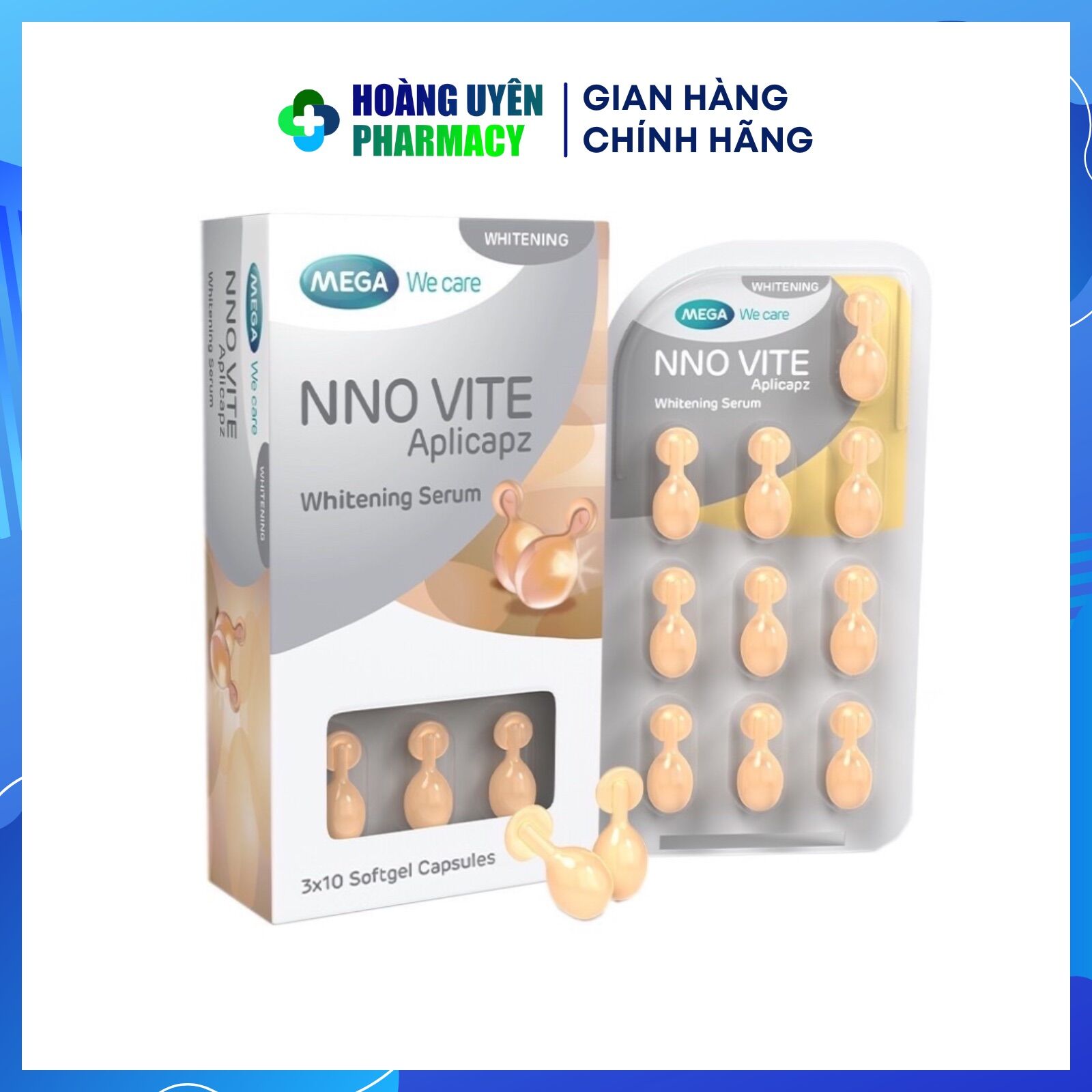 Serum dưỡng ẩm và dưỡng trắng nno & nno vite - hộp 30 viên - nno vite - trắng