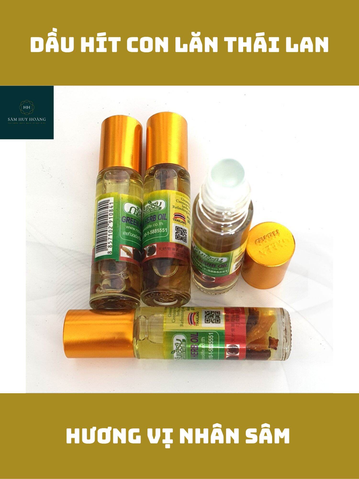 Dầu hít Con lăn Nhân sâm Thái Lan, Chai 8ml, loại mới x 1 chai