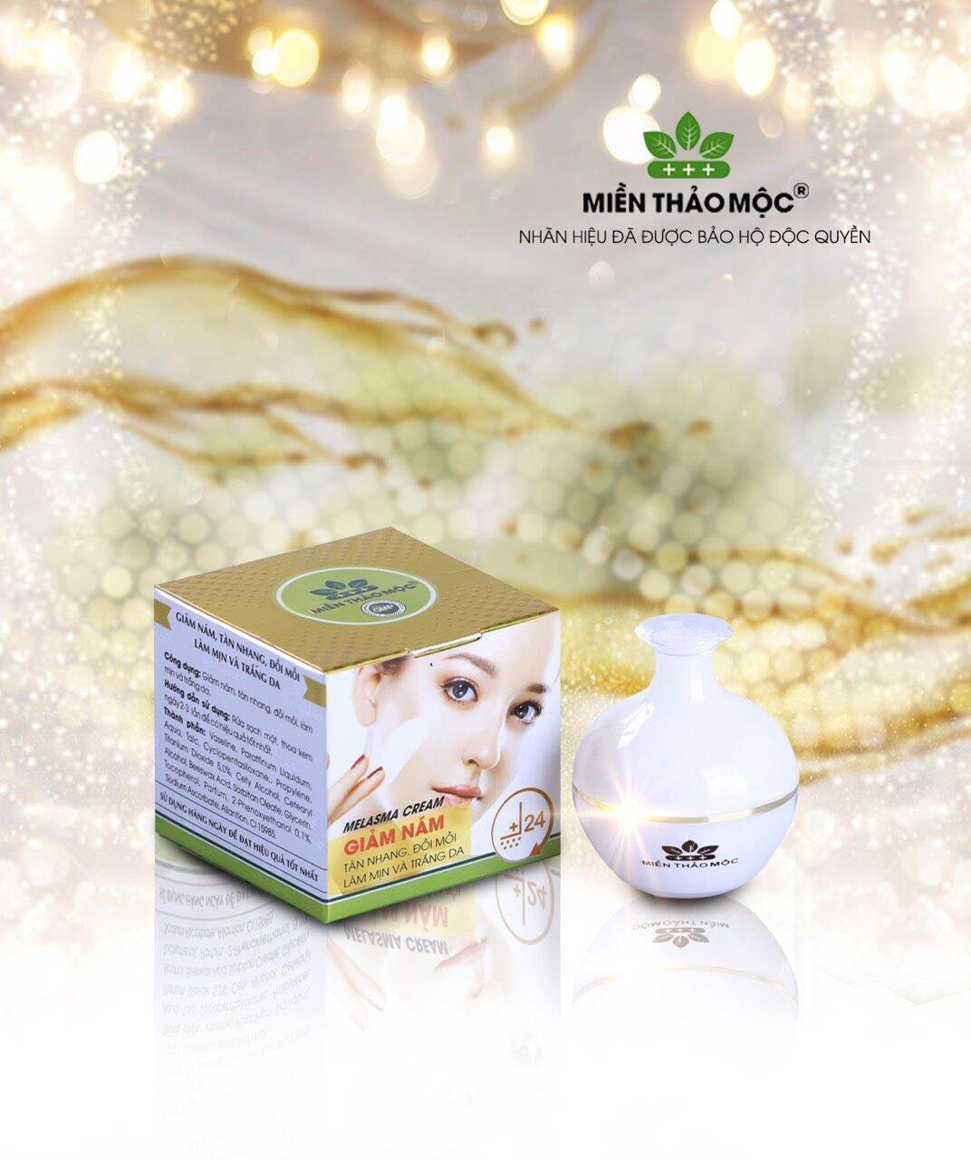 HÀNG CHÍNH HÃNG] Kem Hỗ trợ nám - Tàn nhang - Đồi mồi - Làm mịn và trắng da SPF 45+++ Melasma Cream Miền Thảo Mộc (10g)