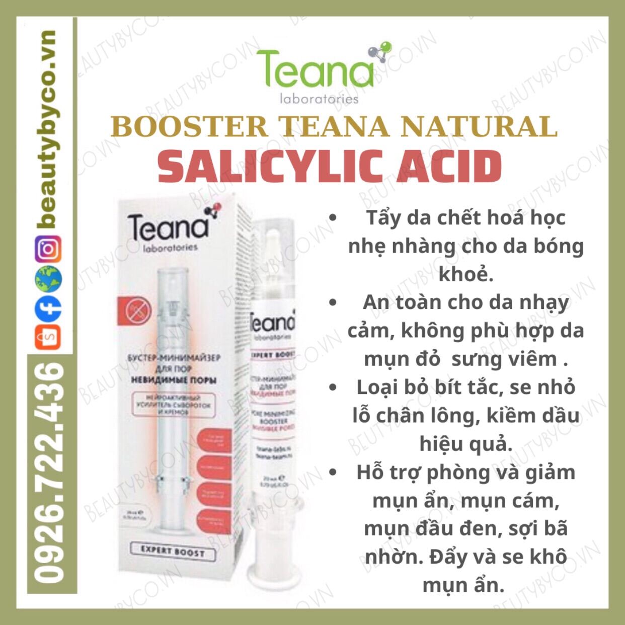 Booster Teana Salicylic Acid Giúp Làm Sạch Sâu Giảm Bít Tắc Lỗ Chân Lông Giảm Sừng Mụn