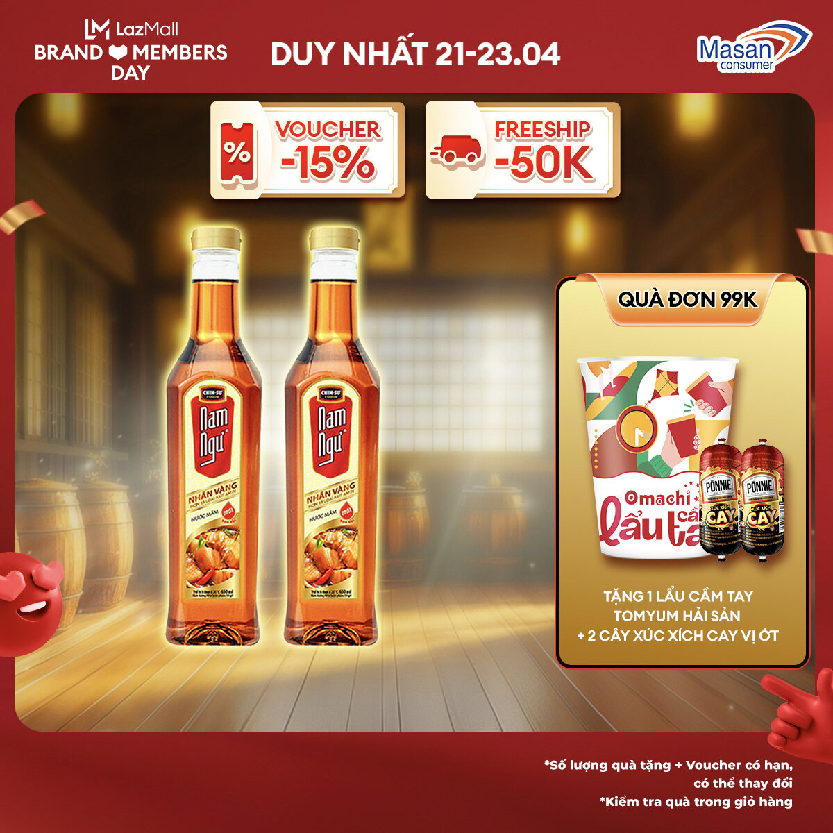 [15-17.4 Voucher 18% CHO ĐƠN TỪ 199k]Combo 2 Nước Mắm Nam Ngư Nhãn Vàng Chai 650ml