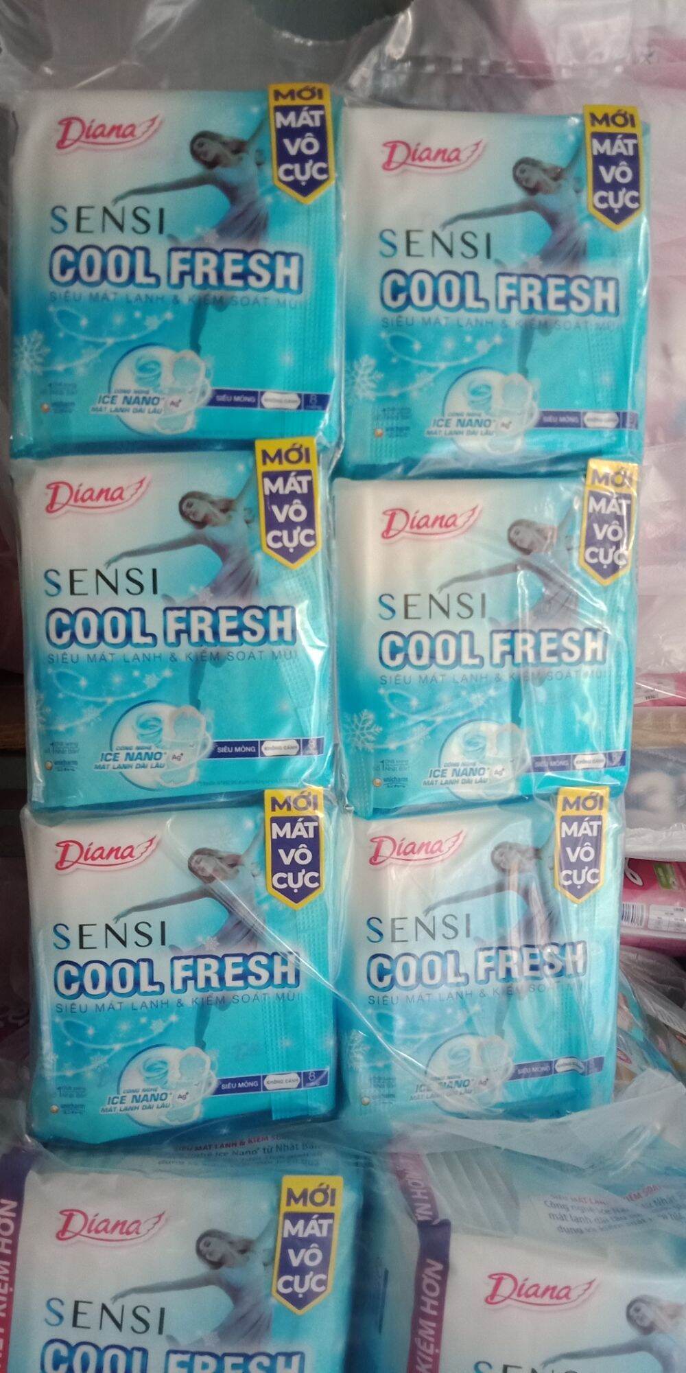 [Mẫu luôn mới]combo 6 gói BVS Diana SENSI COOLFresh mỏng không cánh (8 miếng)d