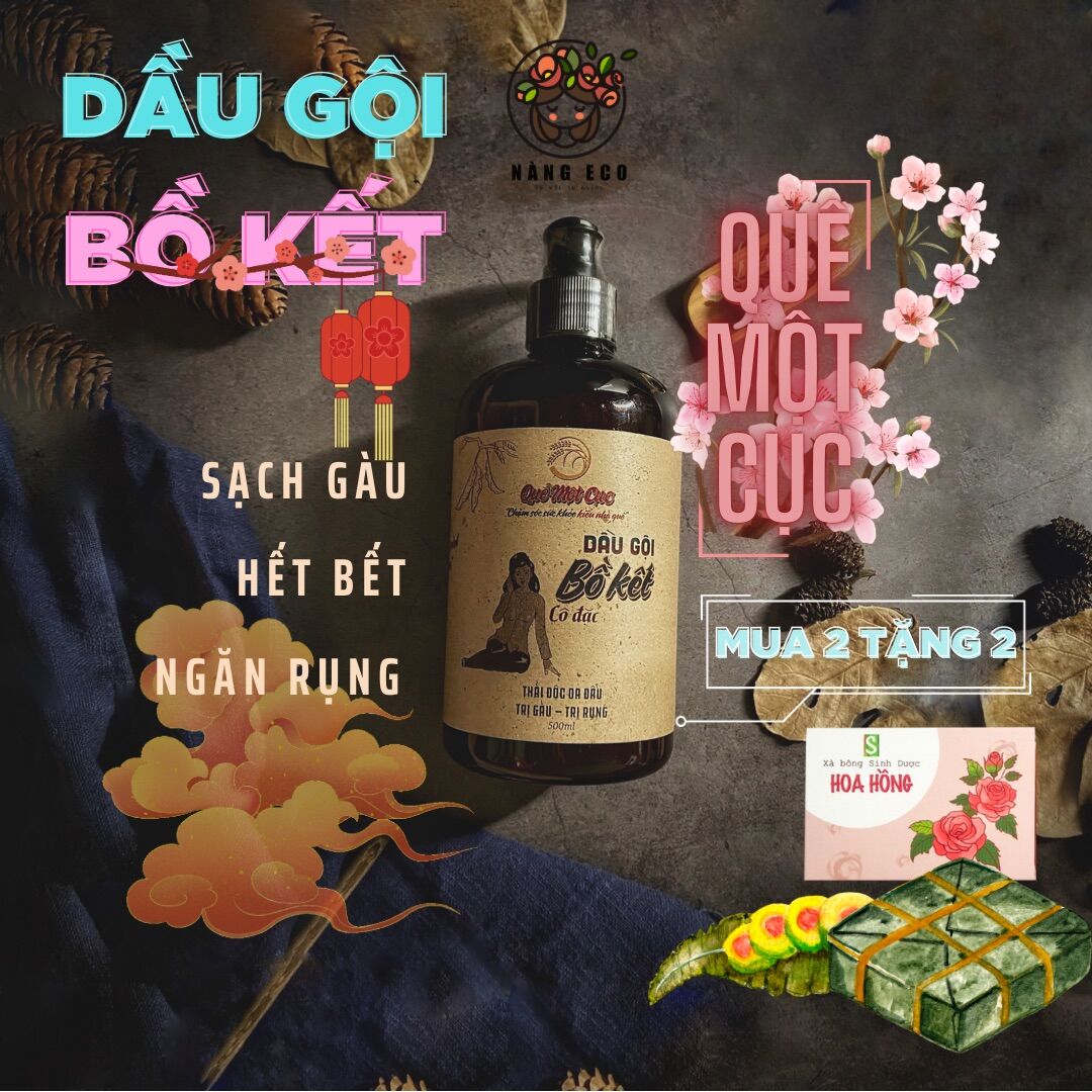 [CÓ SẴN] Dầu gội bồ kết cô đặc HIỆU QUÊ MỘT CỤC 500ML Dầu gội thảo dược sạch gàu, hết bết nấm ngứa, chống, ngăn rụng tóc, mọc tóc