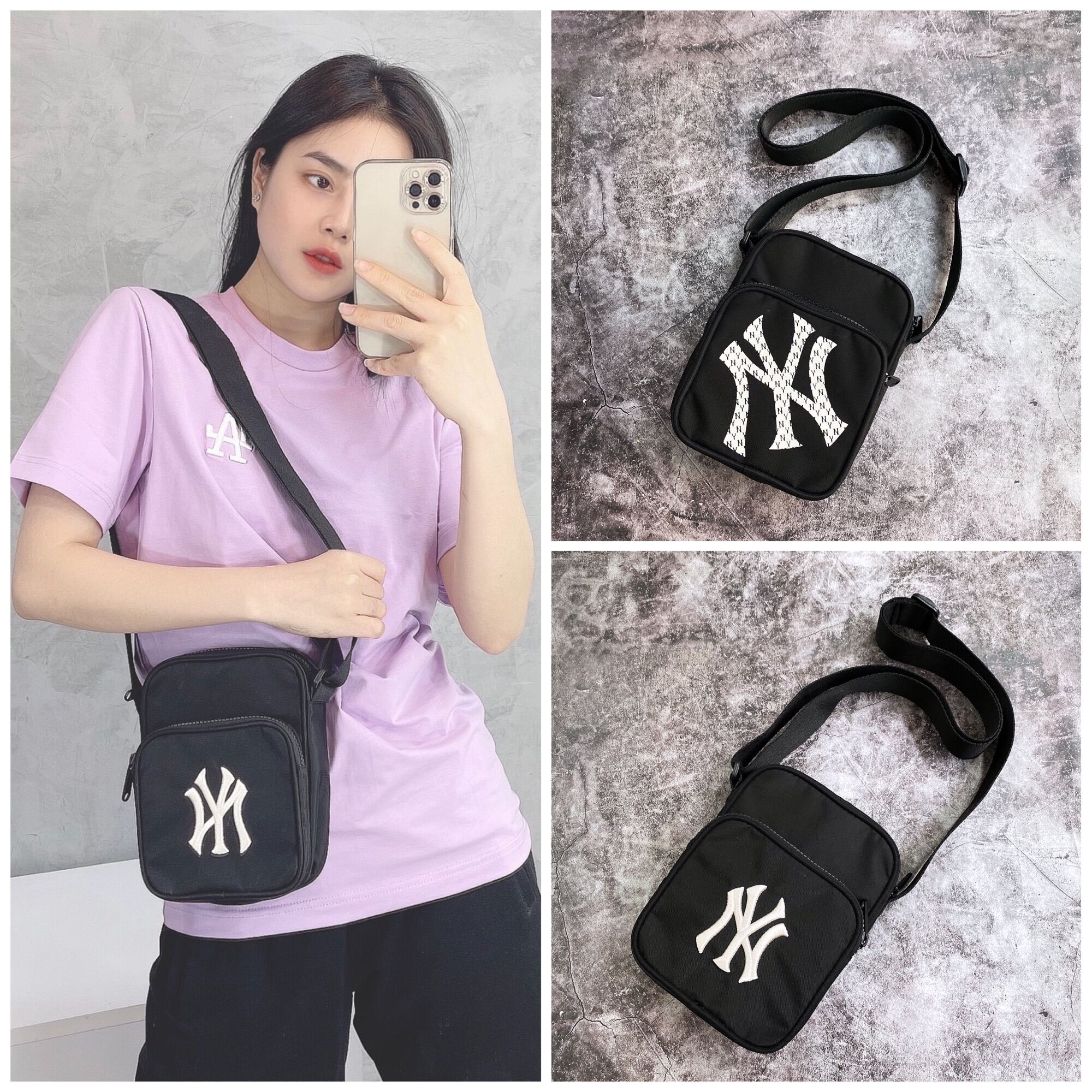 Túi MLB Kèm Size Mini x Monogram Embo Mini Crossbody Bag NewYork Yankees   LyKorea