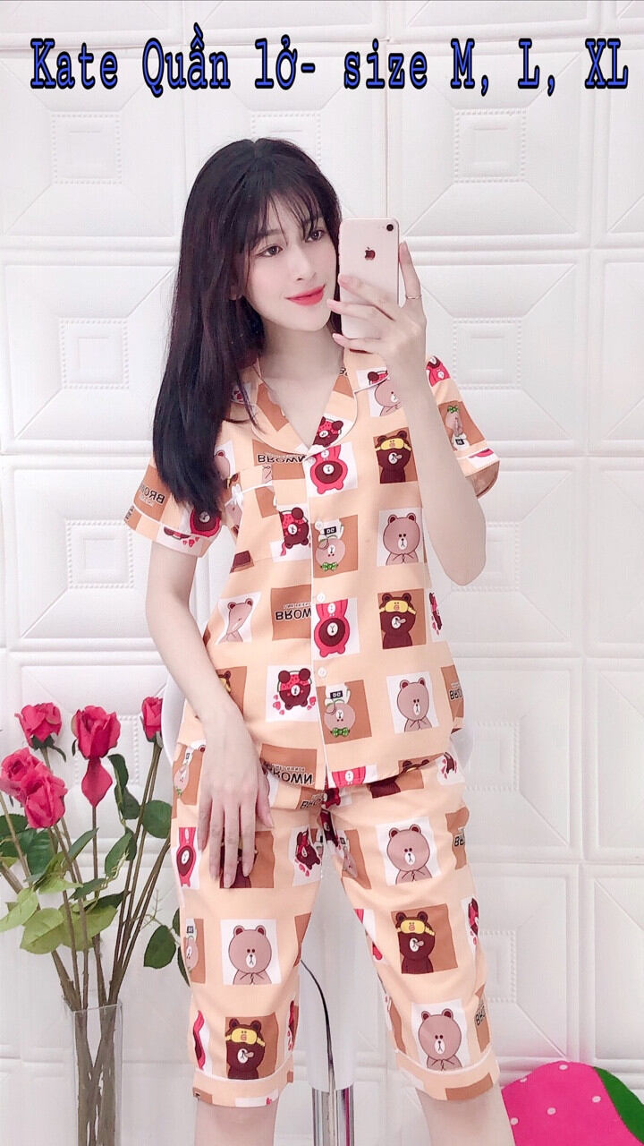 Bộ kate thái quần lửng hoạ tiết xinh xắn_size xl