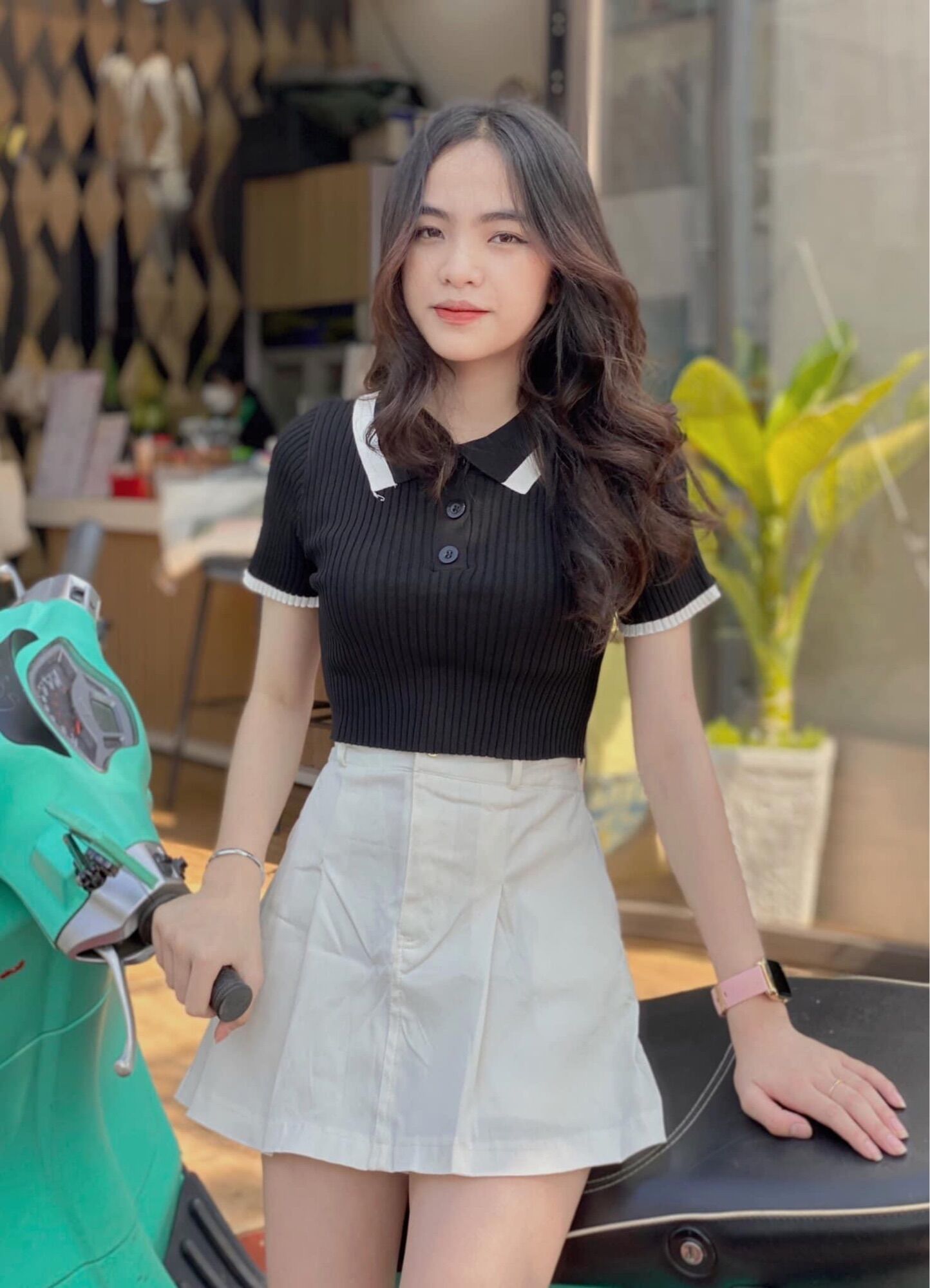 Áo croptop petter phối viền