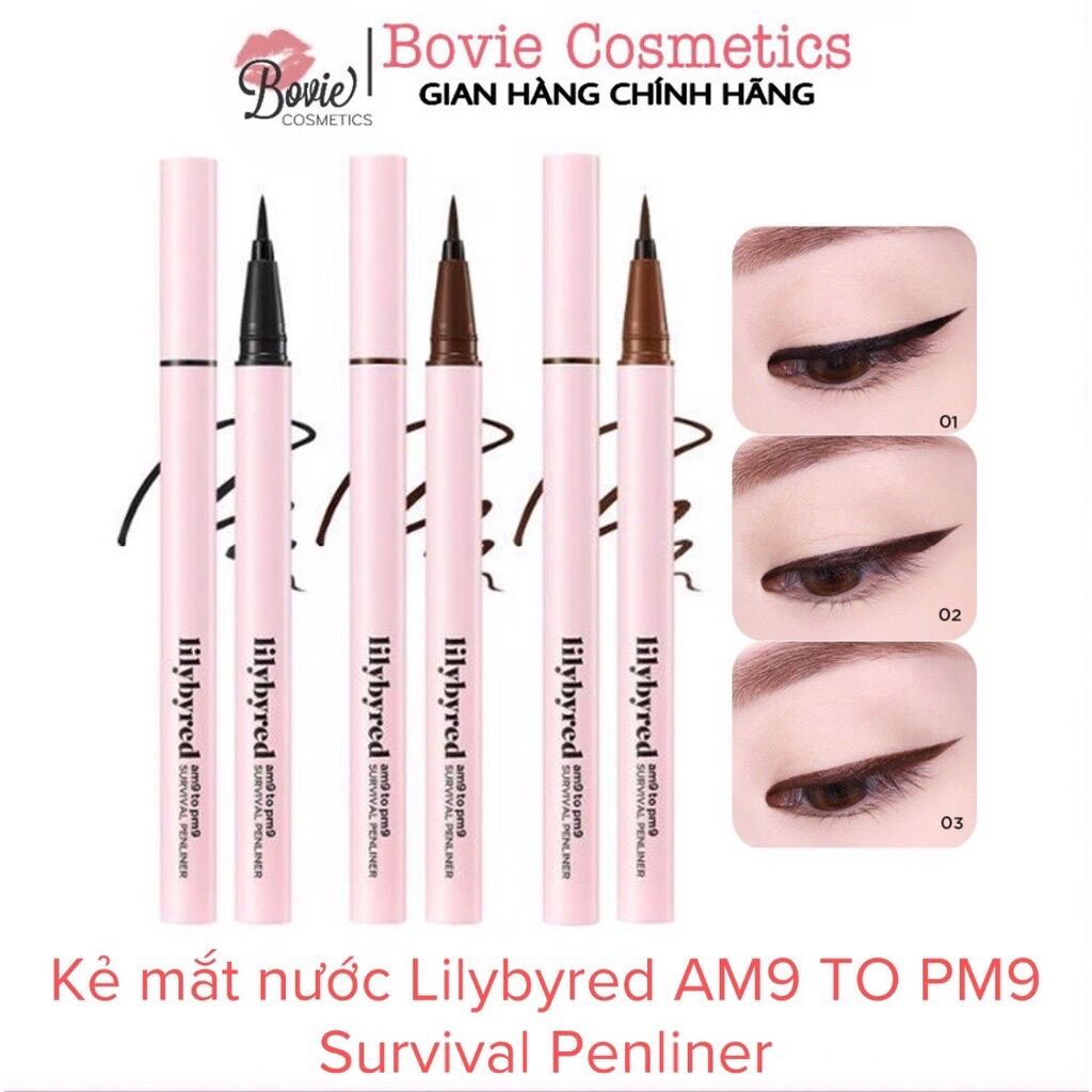 Bút dạ kẻ mắt nước siêu mảnh Eyeliner Lilybyred am9 to pm9 Survival Pen Liner