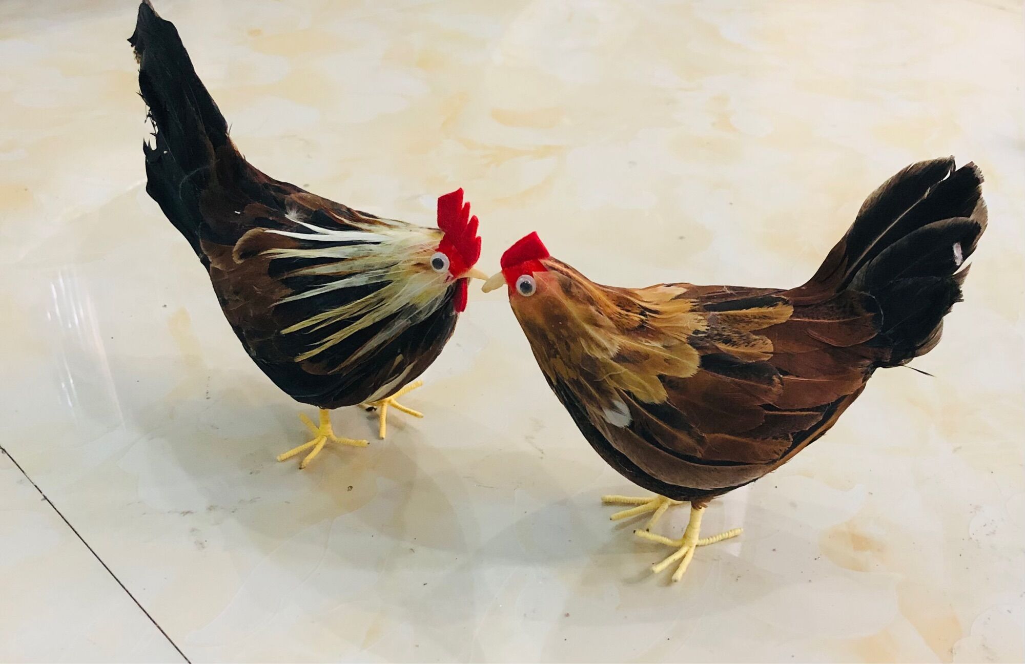 Mô hình chú gà trống, gà mái handmade như thật