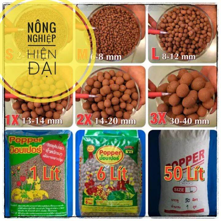 [Giao nhanh 2H]Đất nung Thái Lan-gói 1 lít - đủ size Giá thể sen đá xương rồng sứ cây cảnh