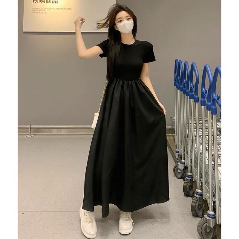 Đầm Maxi Tay Ngắn, Đầm Xoè Dài Có Tay, Đầm Maxi Trơn Đơn Giản