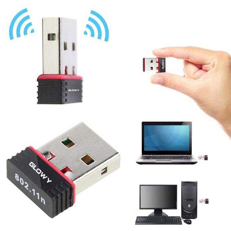 Bộ Đầu USB Thu Bắt Sóng Wifi Không Dây Cho Máy Tính Bàn Laptop PC Glowy USB Nano 2.4Ghz 801 N 150Mgbs GW511