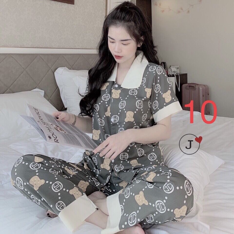 Bộ lụa Pijama lụa loại 1 chất mềm mịn, mát + Ảnh thật ,Bộ Lụa Mango Tay Ngắn