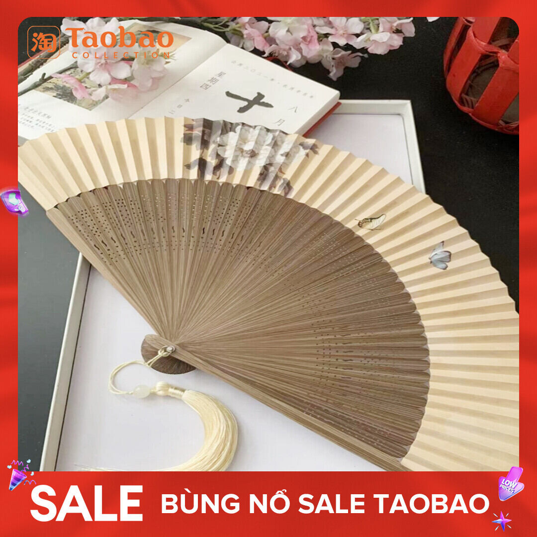 Quạt phong cách cổ điển quạt gấp quạt giấy phong cách cổ điển tiện mang theo mùa hè hán phục phong cách trung quốc cổ điển mang theo bên mình sườn xám gấp gọn