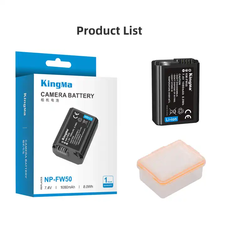 Sony NP-FW50 | Pin và Dock Sạc máy ảnh Kingma Sony ZV-E10 A7 A72 A7R A7R2 A7S A7S2 A6500 A6400 A6300 A6100 A6000 A3000 A3500 A5000 A5100 NEX3 NEX5 NEX6 NEX7 C3 C5 F3 A33 A35 A37 A55 RX10 QX1 ZVE10 SONY FW50 NP-FW50 NPFW50
