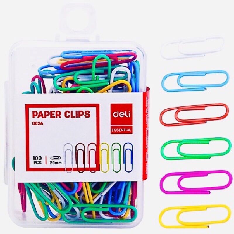 Hộp kẹp ghim giấy nhiều màu Deli-Paper clips 0024(29mm)