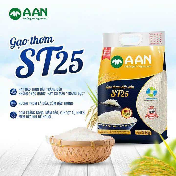 Gạo sóc trăng st25 chính hãng aan, túi 5kg