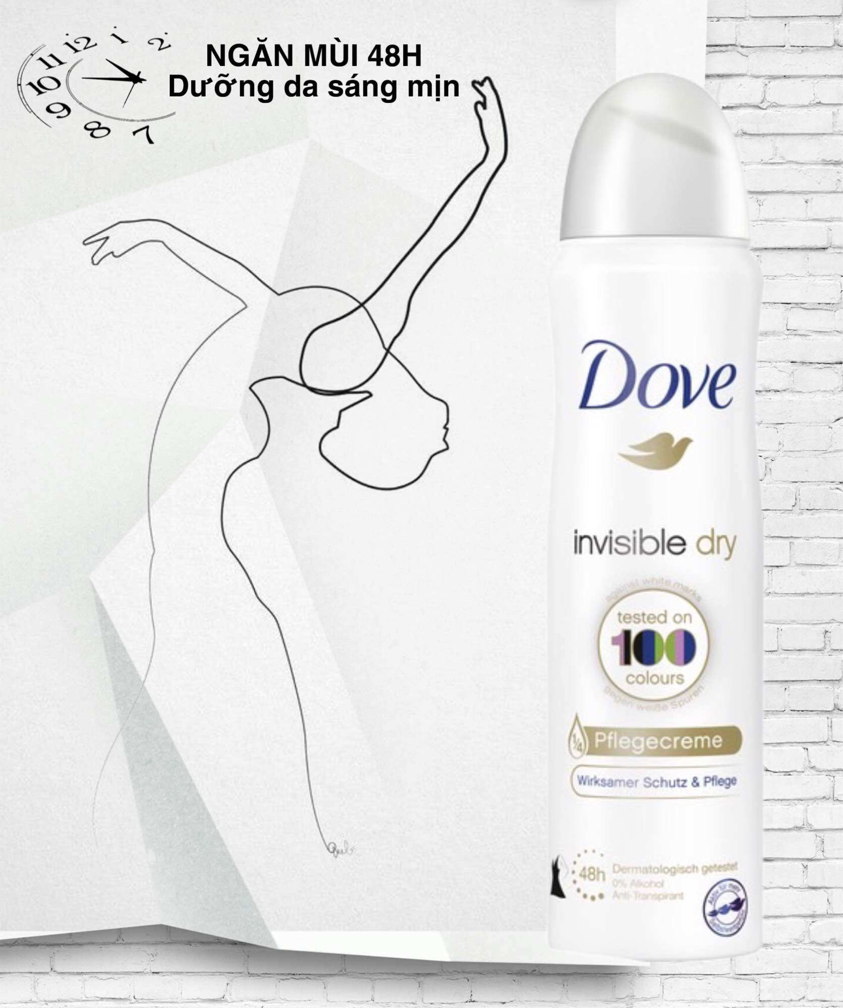 Xịt khử mùi dove invisible nữ - đức