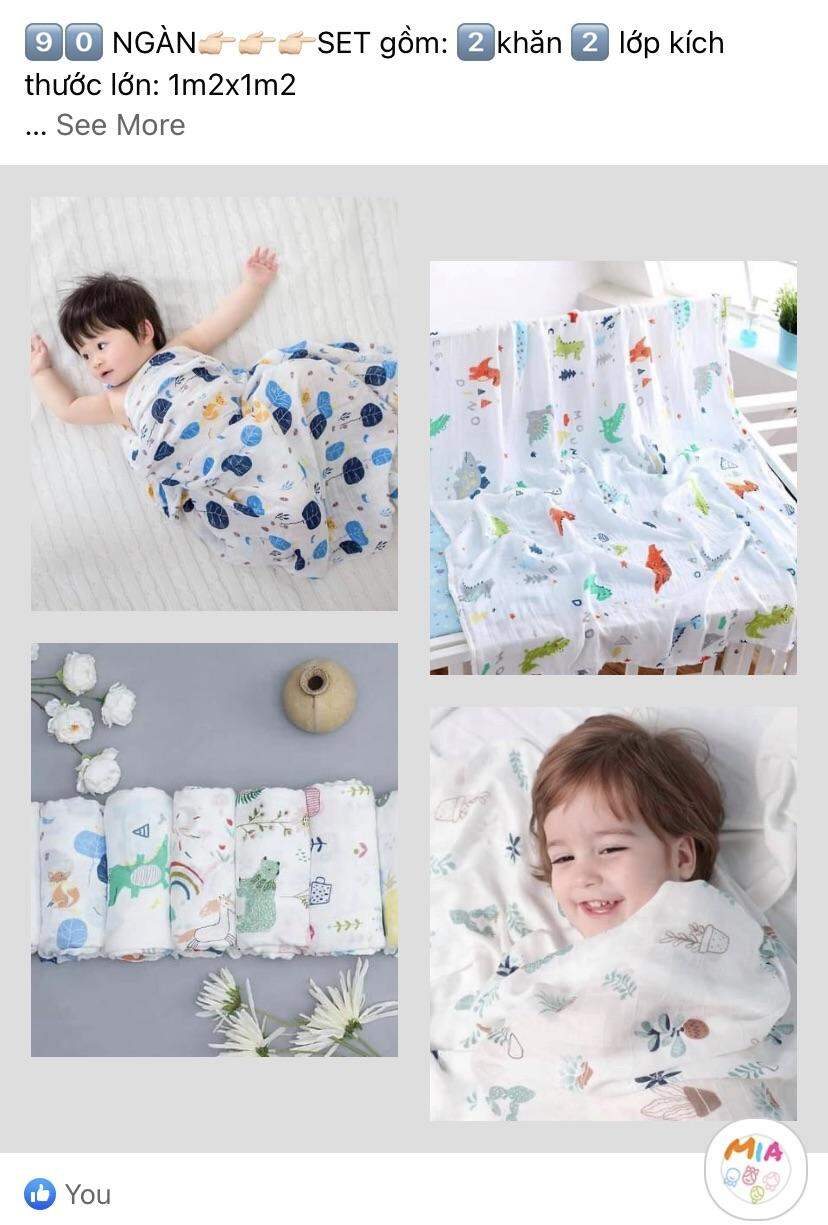 Set 02 khăn Sợi tre quấn bé