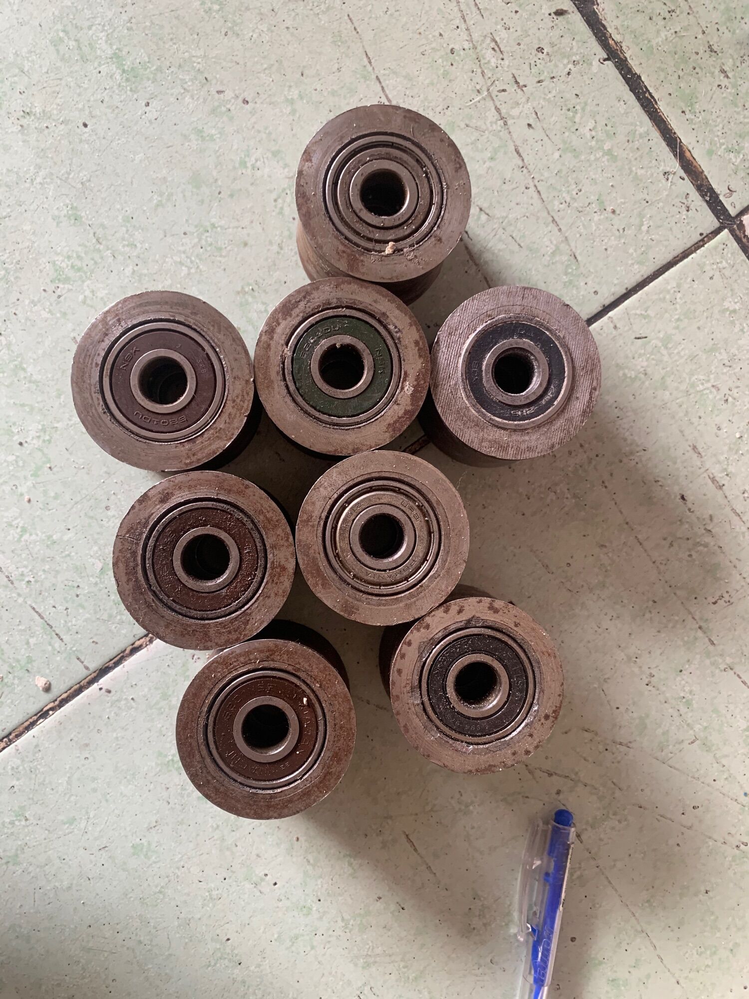 Lulo thép máy duỗi sắt ( con lăn thép) ( 1bộ 8 con lăn)
