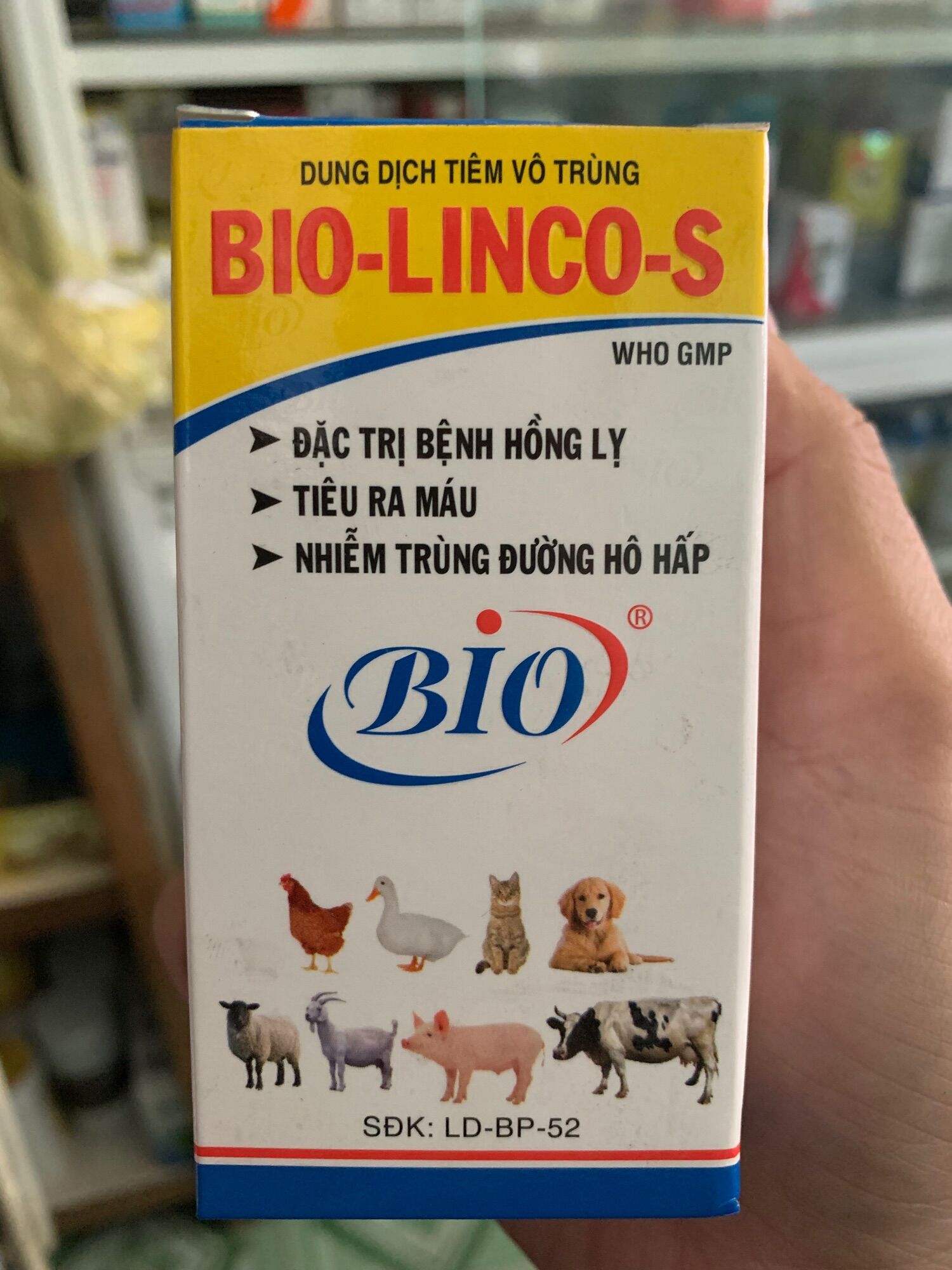 Bio-linco-s , [ tr.i hồng lị, tiêu chảy ra máu, nhiễm trùng đường hô hấp].