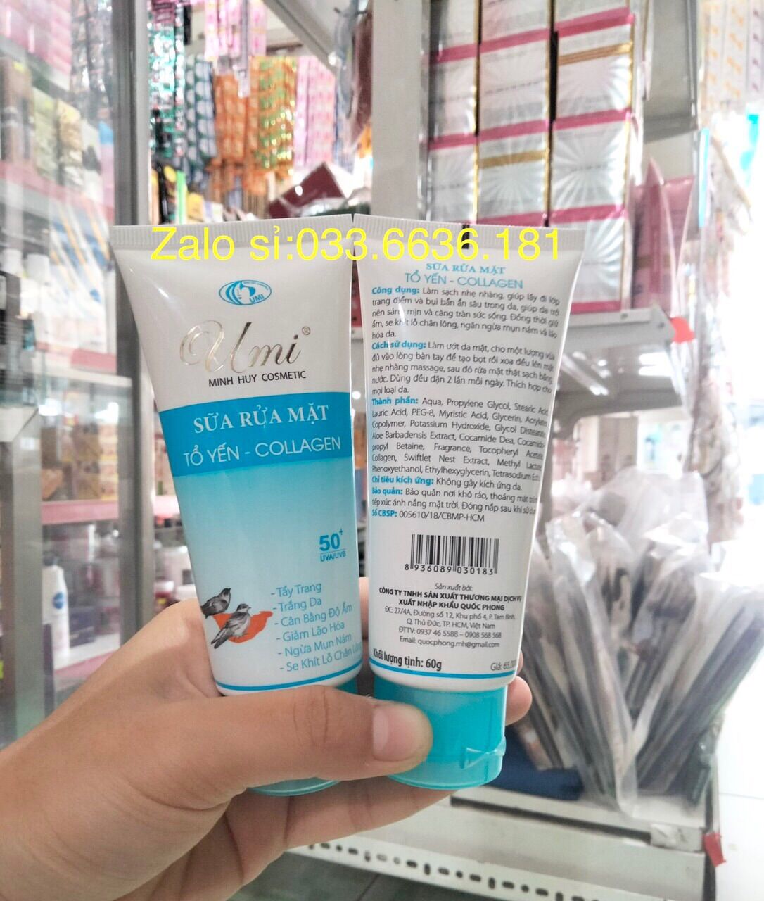 Sữa rửa mặt umi Yến đỏ collagen chai 60gram