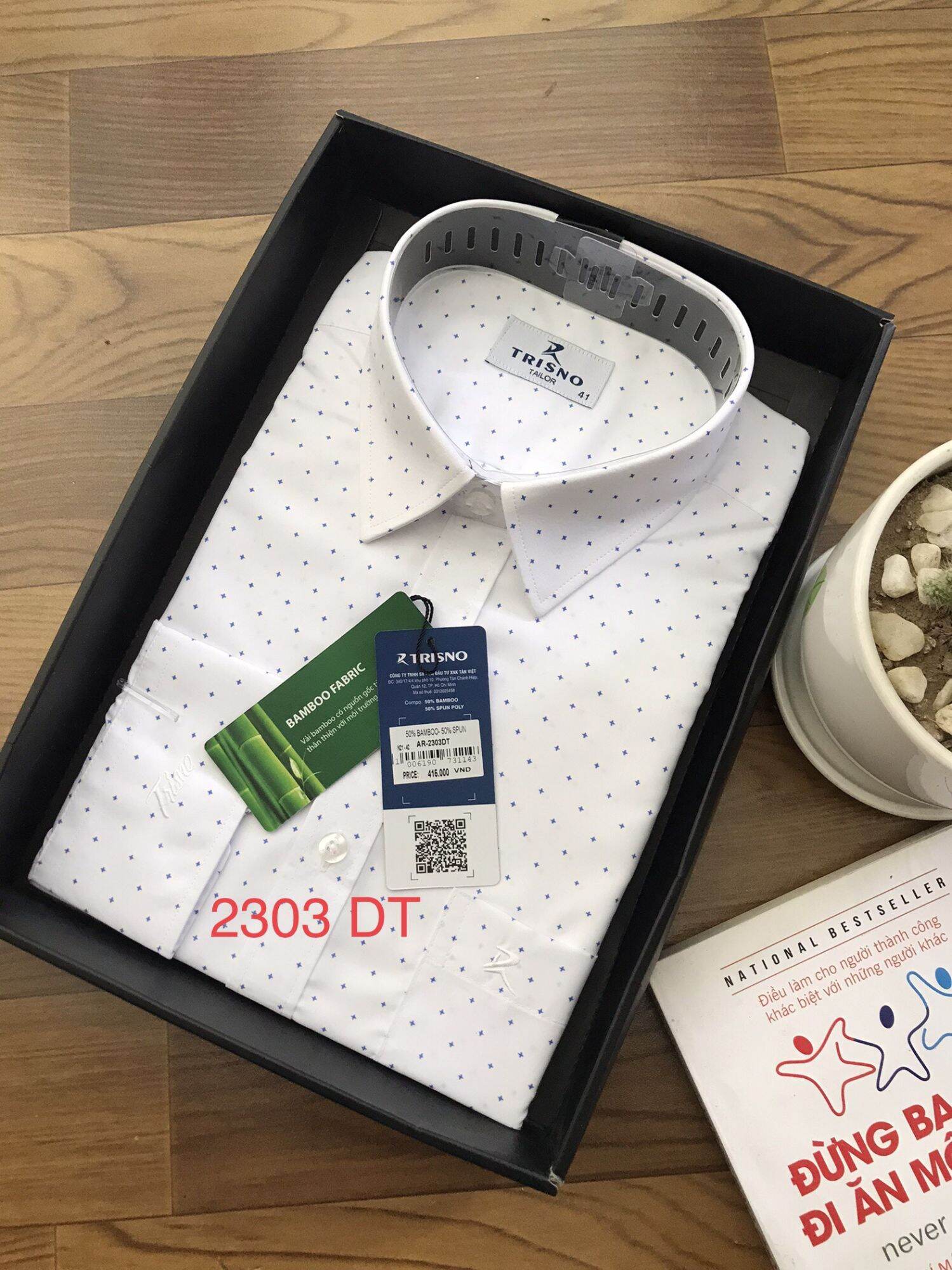 Áo trisno dài tay 2303 giá 415 giảm còn 285, dáng Áo giống khatoco, vải sợi tre mịn, mát , k nhăn