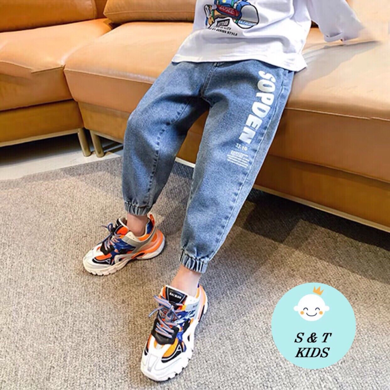 Quần jean ,quần bò dài dáng jogger cho bé trai size đại